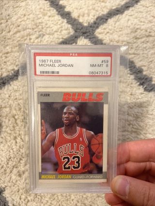 1987 Fleer Basketball Michael Jordan 59 Psa 8 Nm - Mt