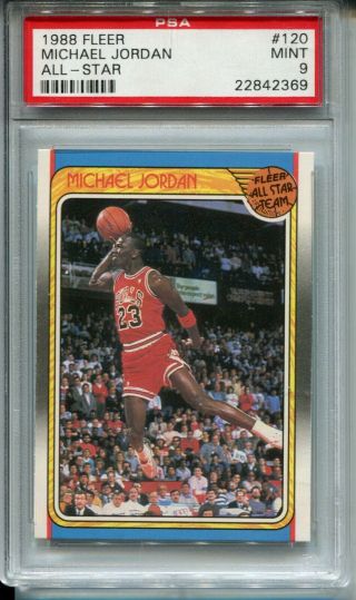 1988 Fleer Basketball 120 Michael Jordan All - Star Card Graded Psa 9 Bulls