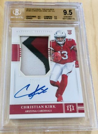 /99 Christian Kirk 2018 National Treasures Autograph Auto Patch Rookie Bgs 9.  5