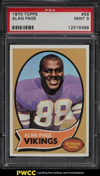 1970 Topps Football Alan Page Rookie Rc 59 Psa 9