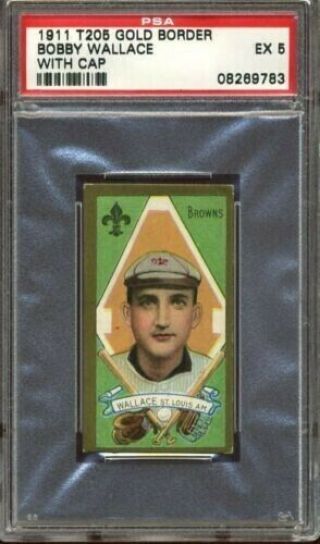 1911 T205 Piedmont Bobby Wallace Gold Border With Cap - St.  Louis Browns - Psa 5