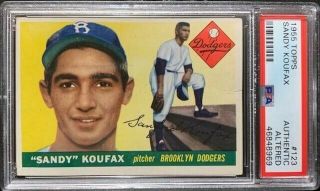 Topps 1955 Sandy Koufax 123 Brooklyn Dodgers Rookie - Psa Authentic/altered