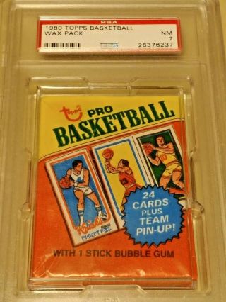1980 - 81 Topps Basketball Wax Pack Psa 7 Looks Nicer Look Bird Magic Erving Rc?