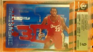 2003 - 04 Lebron James Ud Dimensions 3 - D Game Shooting Shirt Rc /499 Bgs 9