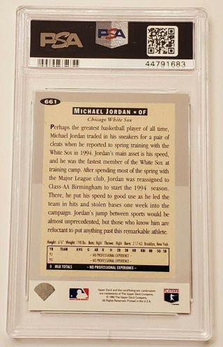 1994 Upper Deck Collector ' s Choice Michael Jordan 661 Silver Signature PSA 10 2