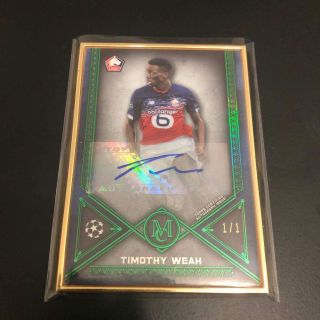 Timothy Weah 2019 - 20 Topps Champions League Museum Green Framed Auto 1/1