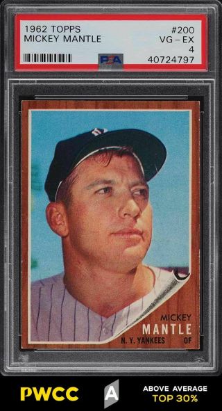 1962 Topps Mickey Mantle 200 Psa 4 Vgex (pwcc - A)