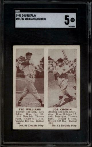 1941 Double Play 81 - 82 Ted Williams/joe Cronin Red Sox Sgc 5 Ex