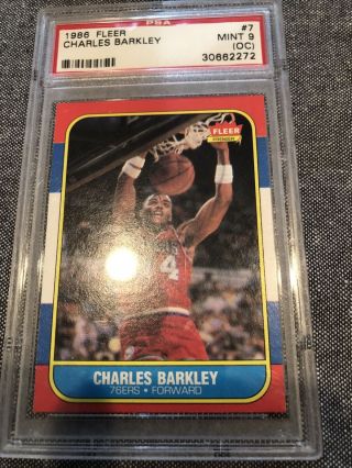 1986 Fleer Basketball Charles Barkley 7 Rookie Rc Psa Graded 9 (oc)