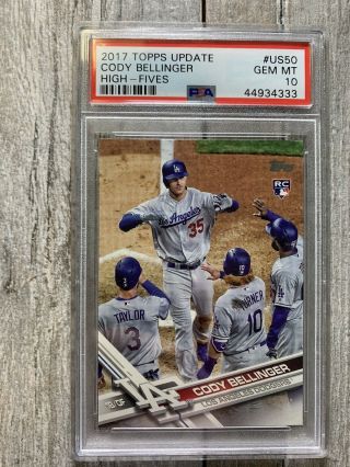 Cody Bellinger 2017 Topps Update Series Us50 High - Fives Rc Rookie Psa 10 Pmjs