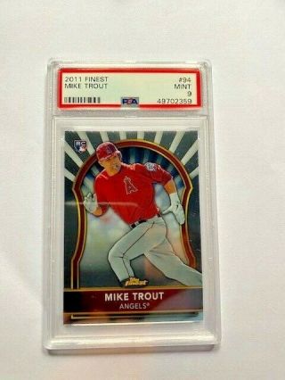 2011 Topps Finest Mike Trout Rookie Psa 9
