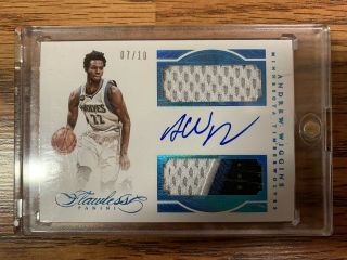 2015 - 16 Panini Flawless Andrew Wiggins Signed Auto Dual Jersey 7/10 Timberwolves