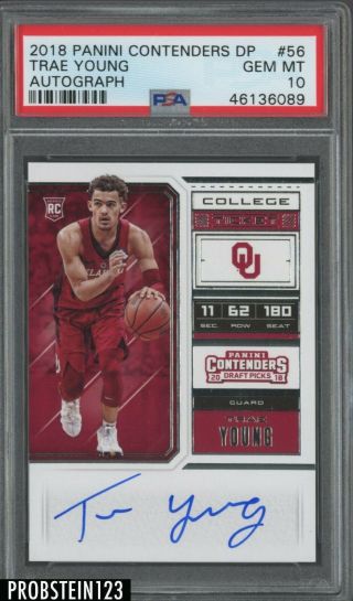 2018 Panini Contenders College Ticket 56 Trae Young Rc Rookie Auto Psa 10