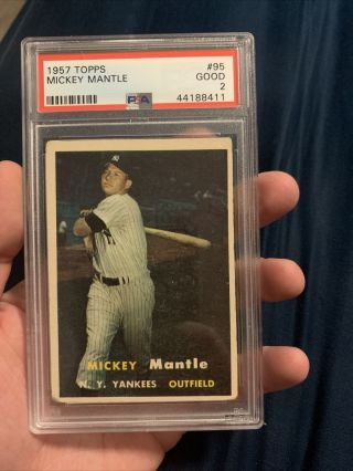 1957 Topps Baseball Mickey Mantle 95 Psa 2 - York Yankees