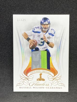 2019 Flawless Russell Wilson Bowl Swatch 3 Clr Patch 17/25 Seattle Seahawk