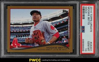 2014 Topps Update Gold Mookie Betts Rookie Rc /2014 Us301 Psa 10 Gem