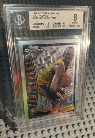 Kobe Bryant 1996 - 97 Topps Chrome Youthquake Rc Yq15 La Lakers Rookie Bgs 8