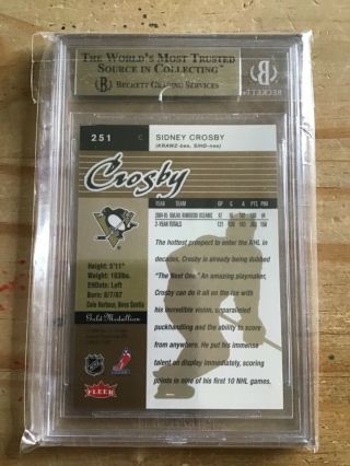 2005 - 06 Sidney Crosby Fleer ultra Gold medallion Rookie BGS 9.  5 - Quad 9.  5 2