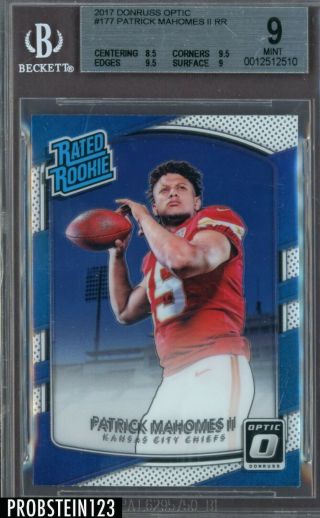 2017 Donruss Optic Rated Rookie 177 Patrick Mahomes Rc Chiefs Bgs 9 W/ 2 9.  5s