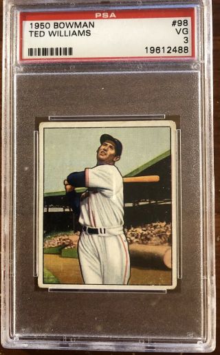 1950 Bowman Ted Willams 98 Psa 3 Red Sox Hof Great Centering