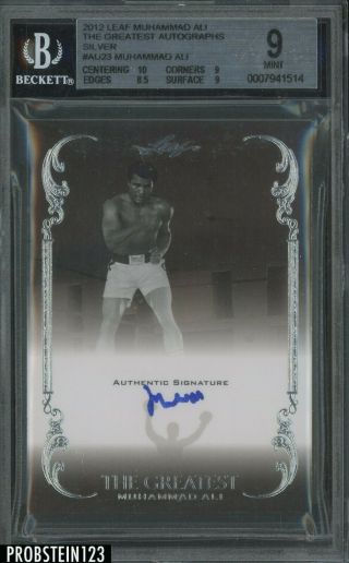 2012 Leaf Silver Boxing The Greatest Muhammad Ali Auto 10/10 Bgs 9 W/ 10