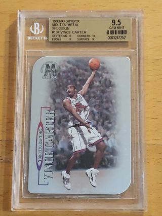 1998 Skybox Molten Metal Xplosion Vince Carter Bgs 9.  5 Three 10 Subs Raw 150,