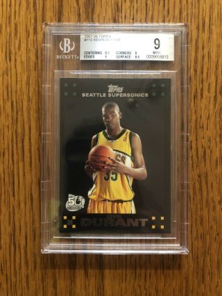 2007 - 08 Kevin Durant Rookie Topps Rc Black Border 112 Bgs 9.