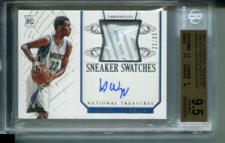 Andrew Wiggins 2014 - 15 National Treasures Sneaker Swatches 22/35 Auto Bgs 9.  5