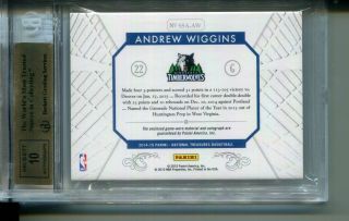 Andrew Wiggins 2014 - 15 National Treasures SNEAKER SWATCHES 22/35 AUTO BGS 9.  5 2