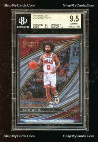 2019 - 20 Panini Select 242 Coby White Courtside Rookie Rc Sp Bgs 9.  5