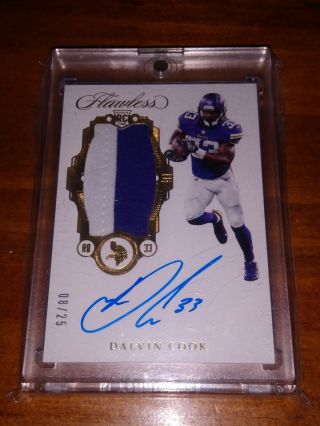 Dalvin Cook 2017 Panini Flawless Rookie Patch On Card Autograph /25 Vikings