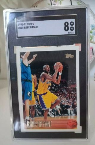 1996 - 97 Topps Kobe Bryant Rookie Card Sgc 8 Rc Lakers 138 Compare 2 Psa