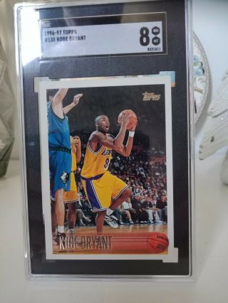 1996 - 97 Topps KOBE BRYANT Rookie Card SGC 8 RC Lakers 138 Compare 2 PSA 2