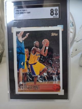 1996 - 97 Topps KOBE BRYANT Rookie Card SGC 8 RC Lakers 138 Compare 2 PSA 3
