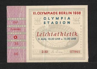 Olympic Games Berlin 1936 100 Mts Ticket