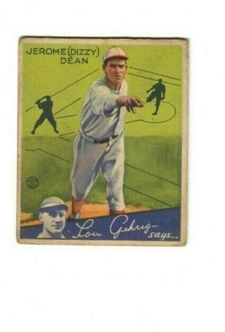 Jerome Dizzy Dean 1934 Goudey Big League Chewing Gum Card 6 St.  Louis Cardinals