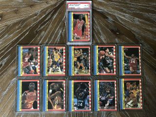 1987 - 88 Fleer Basketball Complete Sticker Set W/ Psa 8 Michael Jordan