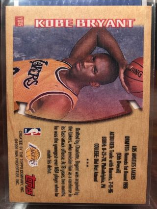 1996 - 97 Topps Youthquake Kobe Bryant Lakers Rookie Card Insert HOF 2