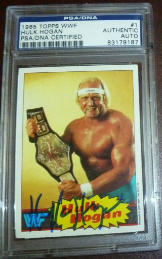 Hulk Hogan Signed 1985 Topps Wwf Card 1 Psa/dna Slab Autographed Wwe Auto 