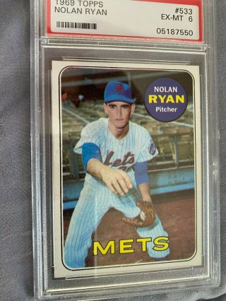 1969 Topps Baseball Nolan Ryan 533 Psa 6 Ex - Mt