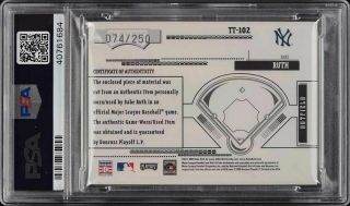 2005 Playoff Absolute Memorabilia Tools Of The Trade Babe Ruth PATCH /250 PSA 10 2