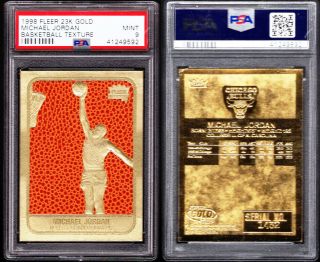 1997 - 98 Fleer 23Kt Gold Michael Jordan Texture Basketball Card Signature PSA 3