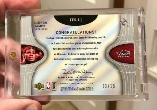 2006 - 07 UD Reflections LeBron James TRIPLE 4 COLOR PATCH 3/15 Lakers MVP Champs 2