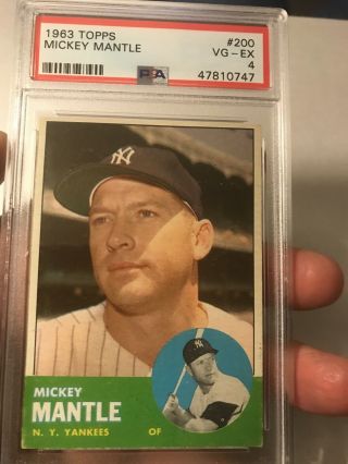 Mickey Mantle 1963 Topps 200 Psa 4 Hall Of Fame York Yankees
