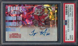 43152369 2016 Panini Contenders Rookie Tyreek Hill Cracked Ice Rc Auto /24 Psa 9