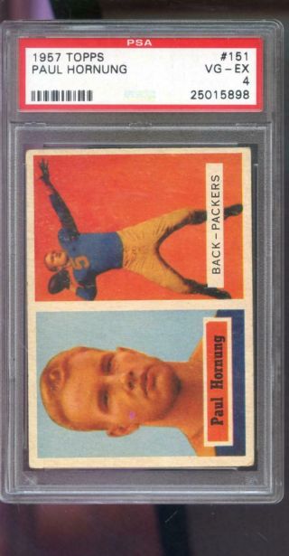 1957 Topps 151 Paul Hornung Packers Rookie Rc Psa 4 Graded Football Card Nfl