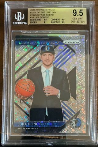 Bgs 9.  5 - 2018 - 19 Panini Prizm Fast Break Luck Of The Lottery Luka Doncic Rookie