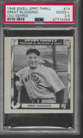 1948 Swell Sport Thrills 14 Great Slugging Lou Gehrig York Yankees Psa 2.  5
