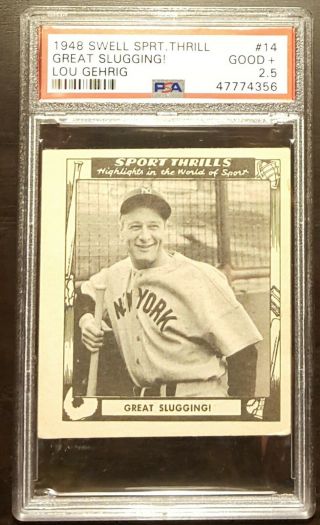 1948 Swell Sport Thrills 14 Great Slugging Lou Gehrig York Yankees PSA 2.  5 3