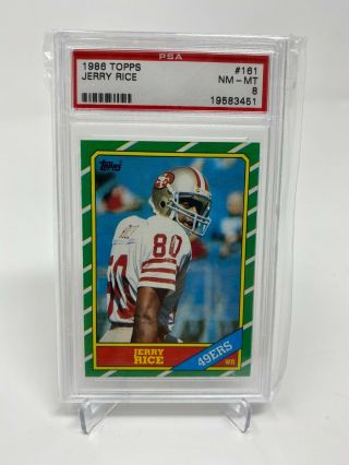 1986 Topps Jerry Rice Rc Rookie 161 Psa 8 Nm Hof Card